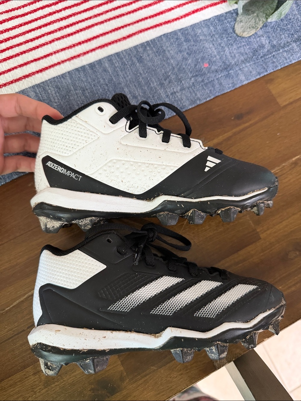 adidas Kids' Black & White Adizero Impact Cleats